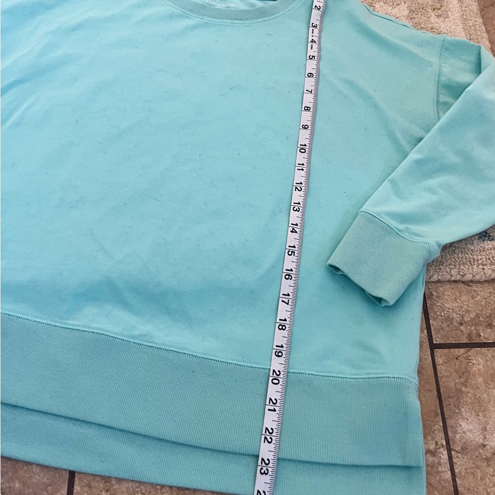 Organic Cotton Oversized Eileen Fisher Aqua Pullover EUC small - Picture 2 of 5